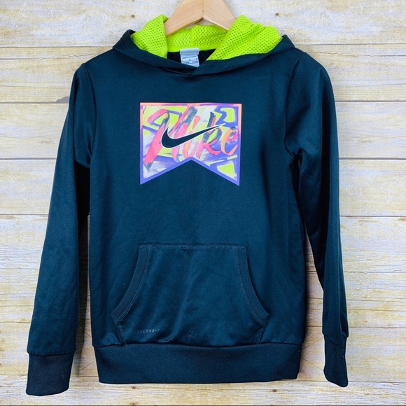 Nike Other - Nike Pullover Hoodie Black Neon Multicolor Large